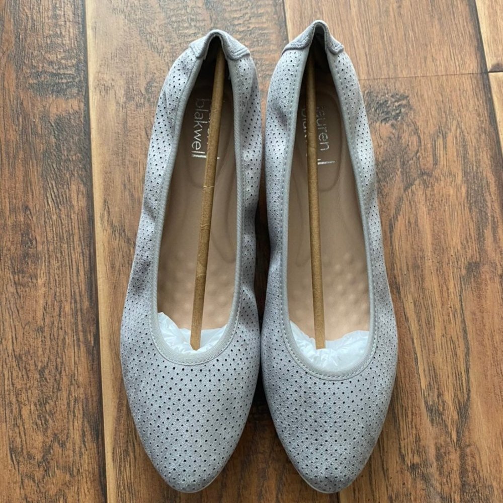 Gray Faux Suede Flats